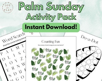 Palm Sunday Printable Activity Pack, Easter, Christian, Bible Lesson, Word Search, Crack the Code, Sunday School, Homeschool