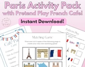 Paris Unit Study Printable Activity Pack, France, Pretend Play, Cafe, French, Eiffel Tower,  Homeschool