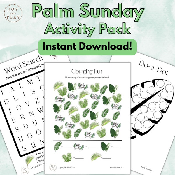 Palm Sunday Printable Activity Pack, Easter, Christian, Bible Lesson, Word Search, Crack the Code, Sunday School, Homeschool