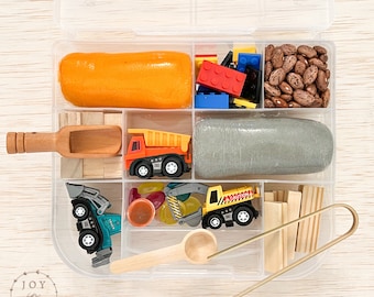 Construction Play Dough Sensory Kit, Homemade taste safe play dough, trucks, sensory play