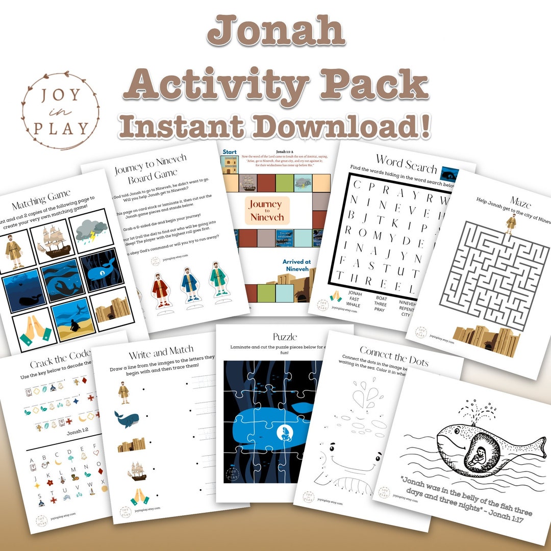 Jonah and the Whale Activity Printable Pack Busy Book Bible