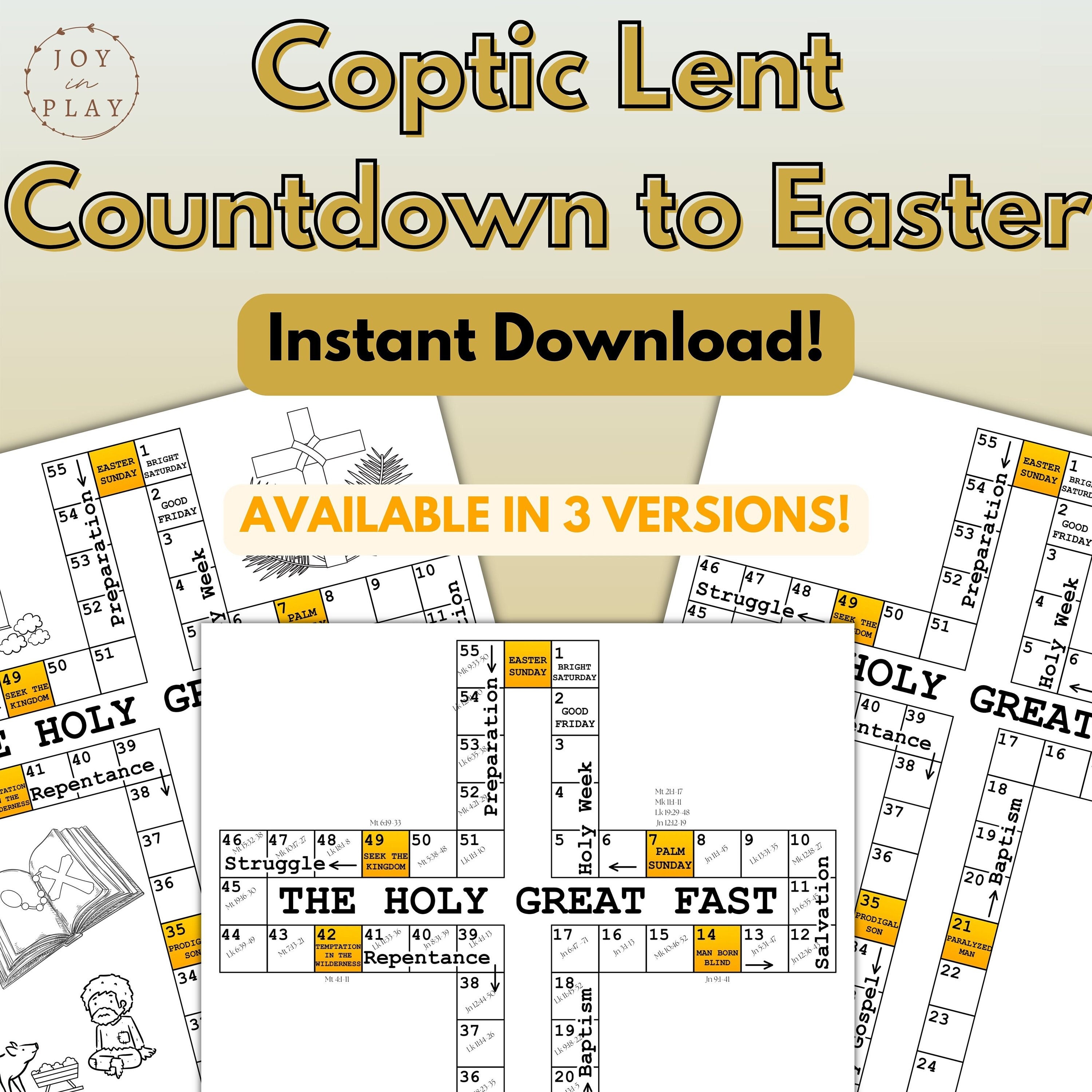 Coptic Orthodox Easter Lent Calendar Countdown, Christian, Holy Great