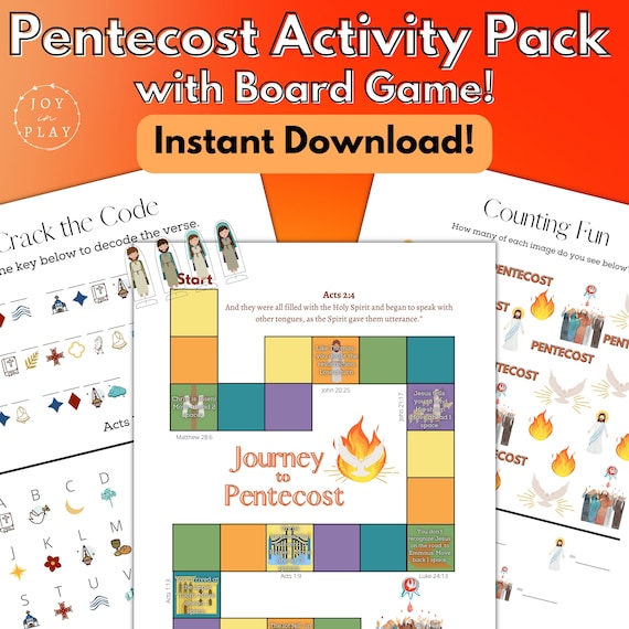 Pentecost Printable Activity Pack Christian Bible Lesson - Etsy Australia