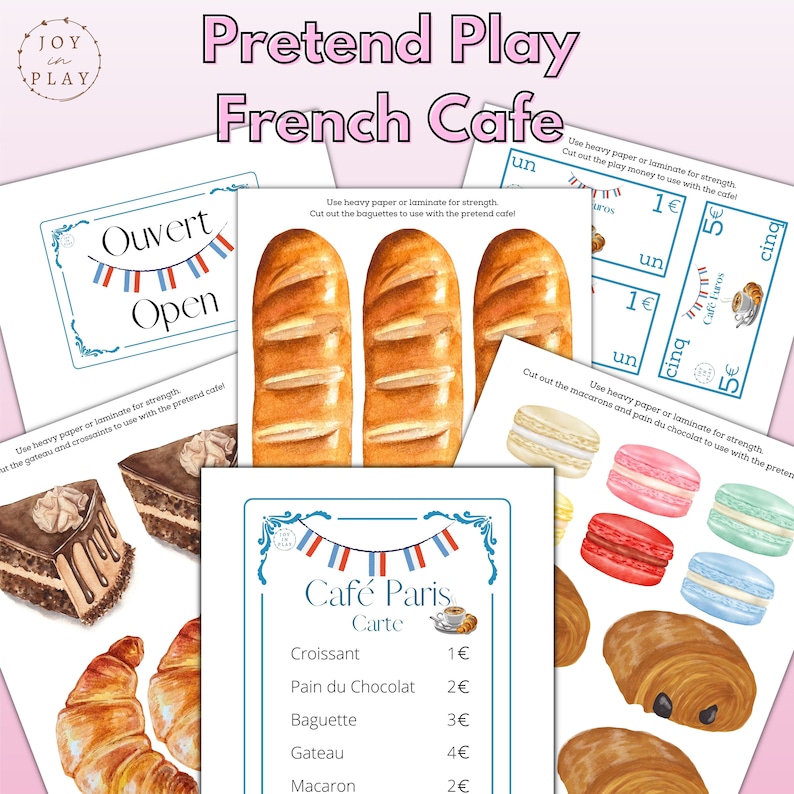 Paris Unit Study Printable Activity Pack, France, Pretend Play, Cafe, French, Eiffel Tower, Homeschool image 3