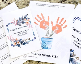 Mother's Day Printable Pack for Kids, Keepsake Gift, Handprint Footprint Craft, Mother's Day Card