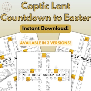 Coptic Orthodox Easter Lent Calendar Countdown, Christian, Holy Great Fast, Sunday School, Homeschool