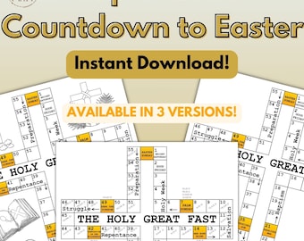 Coptic Orthodox Easter Lent Calendar Countdown, Christian, Holy Great Fast, Sunday School, Homeschool
