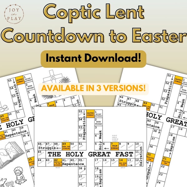 Coptic Orthodox Easter Lent Calendar Countdown, Christian, Holy Great Fast, Sunday School, Homeschool