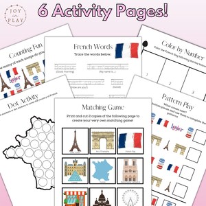 Paris Unit Study Printable Activity Pack, France, Pretend Play, Cafe, French, Eiffel Tower, Homeschool image 2