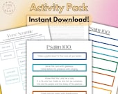 Psalm 100 Bible Study, Christian Printable Activity Pack, Thanksgiving, Shout to the Lord, Sunday School, Homeschool, NKJV