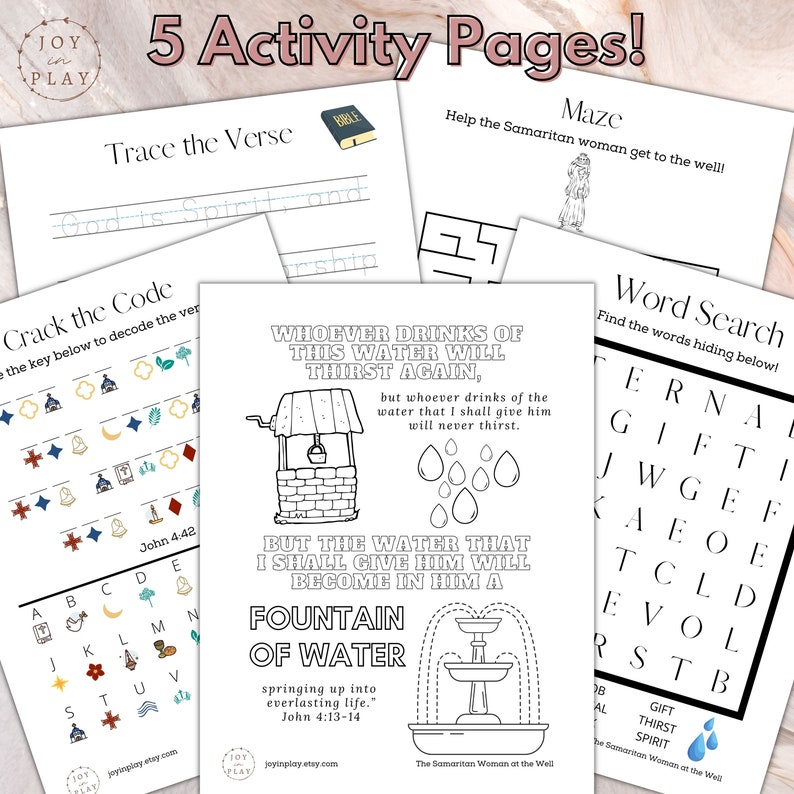 Samaritan Woman At The Well Printable Activity Pack Etsy