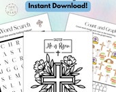 Easter Sunday Printable Activity Pack, Feast of Resurrection, Christian, Bible Lesson, Word Search, Sunday School, Homeschool