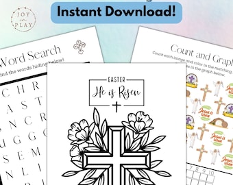 Easter Sunday Printable Activity Pack, Feast of Resurrection, Christian, Bible Lesson, Word Search, Sunday School, Homeschool