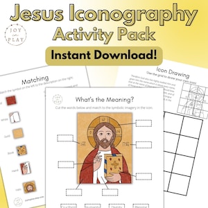 Jesus Christ The Pantocrator Iconography Study, Orthodox Printable Activity Pack, Christian, Coptic, Oriental, Eastern Icon, Sunday School