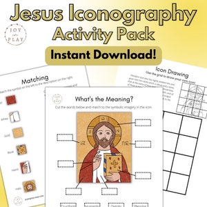 Jesus Christ The Pantocrator Iconography Study, Orthodox Printable Activity Pack, Christian, Coptic, Oriental, Eastern Icon, Sunday School