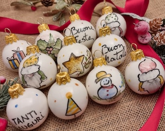 Christmas ball in personalized ceramic, handmade, unique piece. Diameter 4 cm