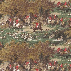 Horse & Hound Toile Wallpaper - Traditional Wallpaper