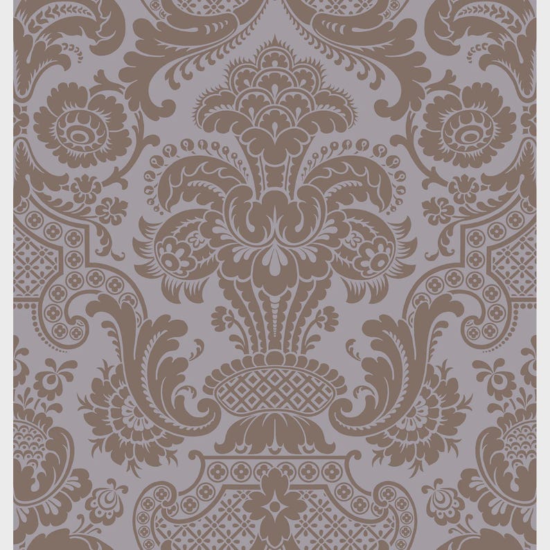 Flocked Damask Wallpaper - Traditional Wallpaper - Etsy