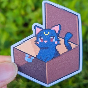 LUNA THE CAT Pixel sticker // Waterproof/Weatherproof Sticker // Laptop, Phone, Water bottle Decal