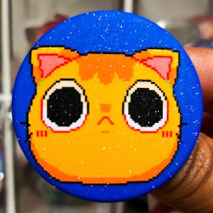 Cute Orange Cat Button Pin // Glitter button pin // 1.75in Cute Colorful Alien Badges