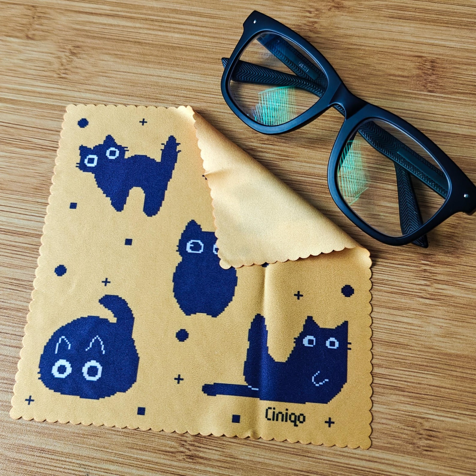 Cute Black Cat Microfiber Cloth, Void Cat Screen Cleaner, Cat Glasses ...