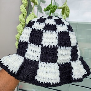 Custom Handmade Crochet Checkered Bucket Hat