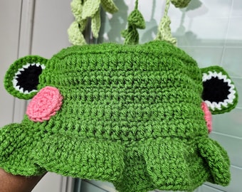 Custom Handmade Crochet Frog Bucket Hat