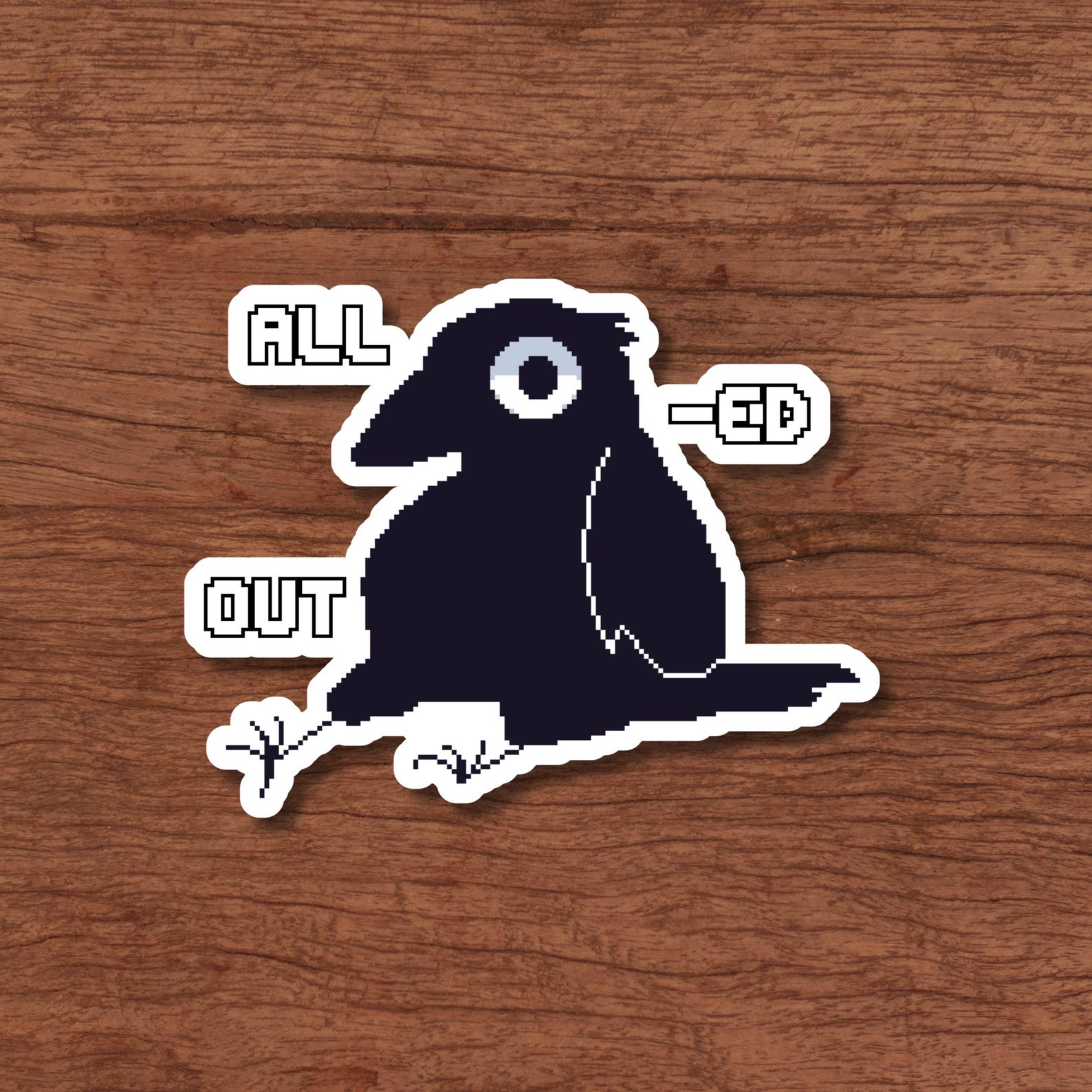 All Crowed Out Sticker, Funny Crow Pun Decal, Cute Bird Laptop Sticker ...