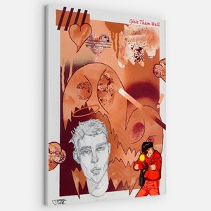 Give Them Hell - Anime Art, Cartoon Art, Custom Aesthetic Print for Room, 90s Collage, Nostalgic Akira Art, Contemporary Face Drawing Print