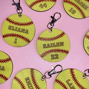 Softball key chains / personalized softball key chains