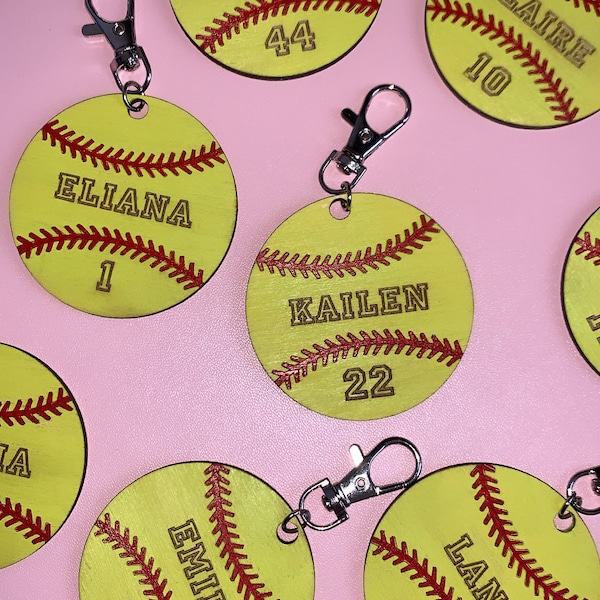 Softball key chains / personalized softball key chains