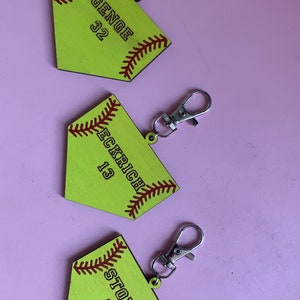 Softball Homeplate key chains / Bag Tags / Team gift