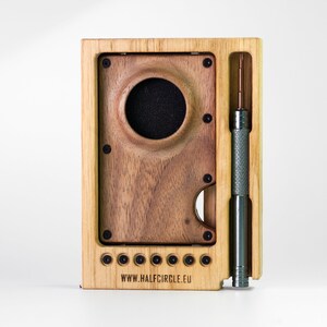 Airtag card wallet made out of Walnut wood