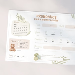 Cartes de pronostics pour la naissance de bébé à télécharger et imprimer