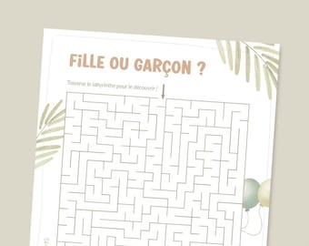 Jeu de labyrinthe à télécharger et imprimer pour annonce Fille ou garçon
