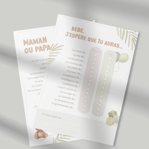Cartes de jeu pour baby shower à télécharger et imprimer - Modèle Feuilles