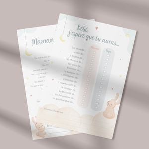 Cartes de jeu pour baby shower à télécharger et imprimer - Modèle Lapin