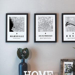 Affiche personnalisée avec plan de ville Cadeau Saint-Valentin ou anniversaire
