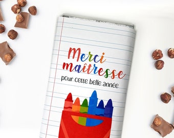 Etui tablette de chocolat avec message de remerciement à imprimer