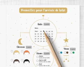 Cartes de pronostics pour la naissance de bébé à télécharger et imprimer