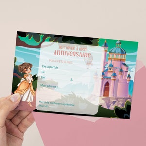 Carte d'invitation anniversaire à télécharger et imprimer - Thème princesse