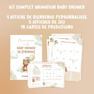 Kit completo para entretenimiento de baby shower.