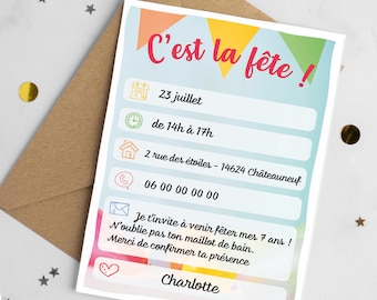 Carte d'invitation anniversaire à télécharger et imprimer - Thème ballons