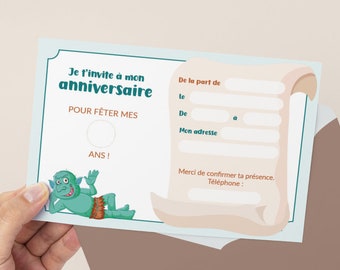 Carte d'invitation anniversaire à télécharger et imprimer - Thème troll