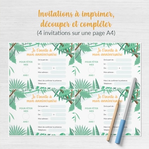 Carte d'invitation anniversaire à télécharger et imprimer Thème jungle image 2