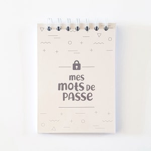 Carnet pour mots de passe et codes secrets