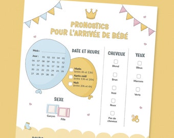 Cartes de pronostics pour la naissance de bébé à télécharger et imprimer