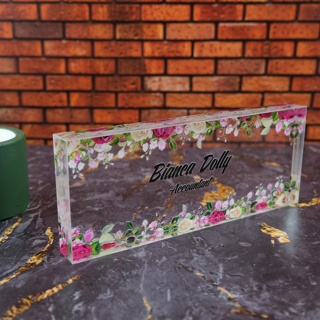 Custom Acrylic Glass Name Plaque for Desk Personalised Etsy
