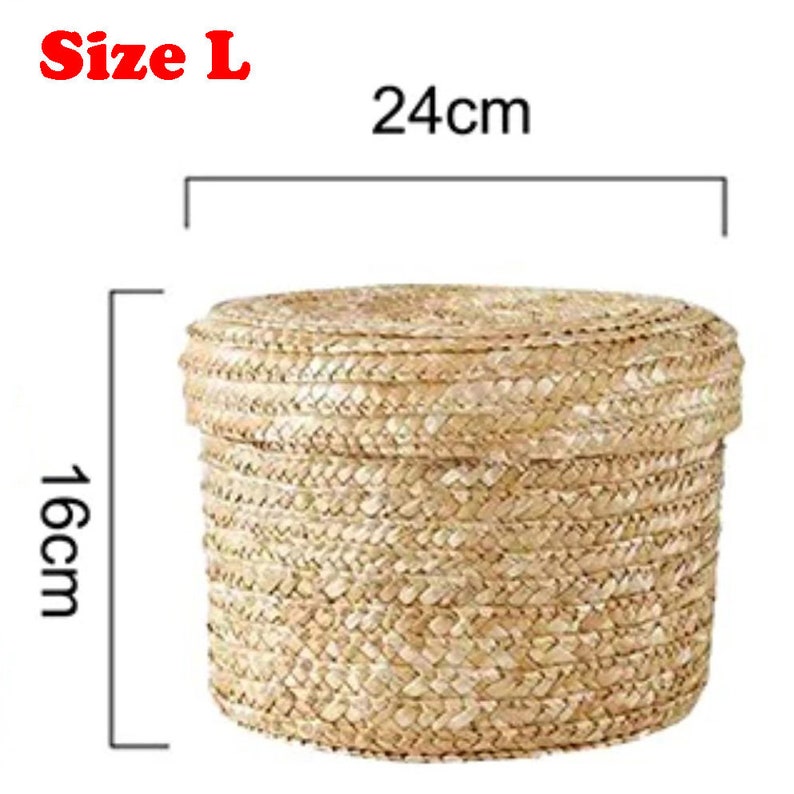 Handwoven Straw Storage Baskets With Lid Style Rattan Storage Etsy