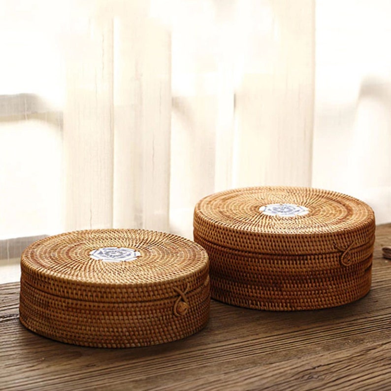 Rattan Storage Box With Lid Handmade Rattan Storage Basket Etsy